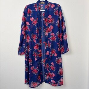 Jorja (Free‎ People) Floral Kimono Duster S Blue Red